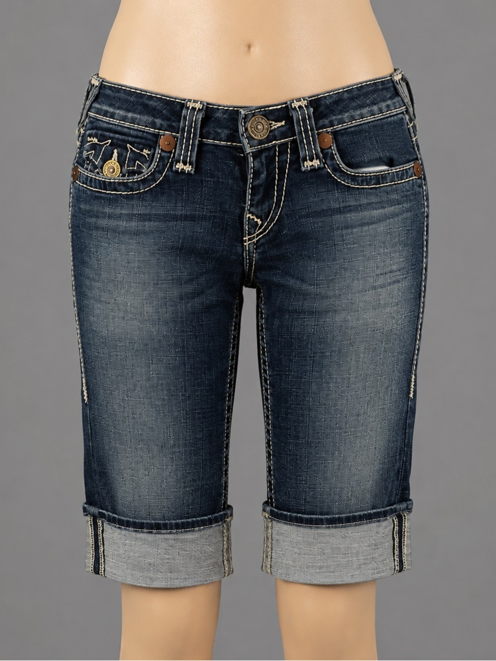 True Religion Stitched Bermuda Cuffed Shorts